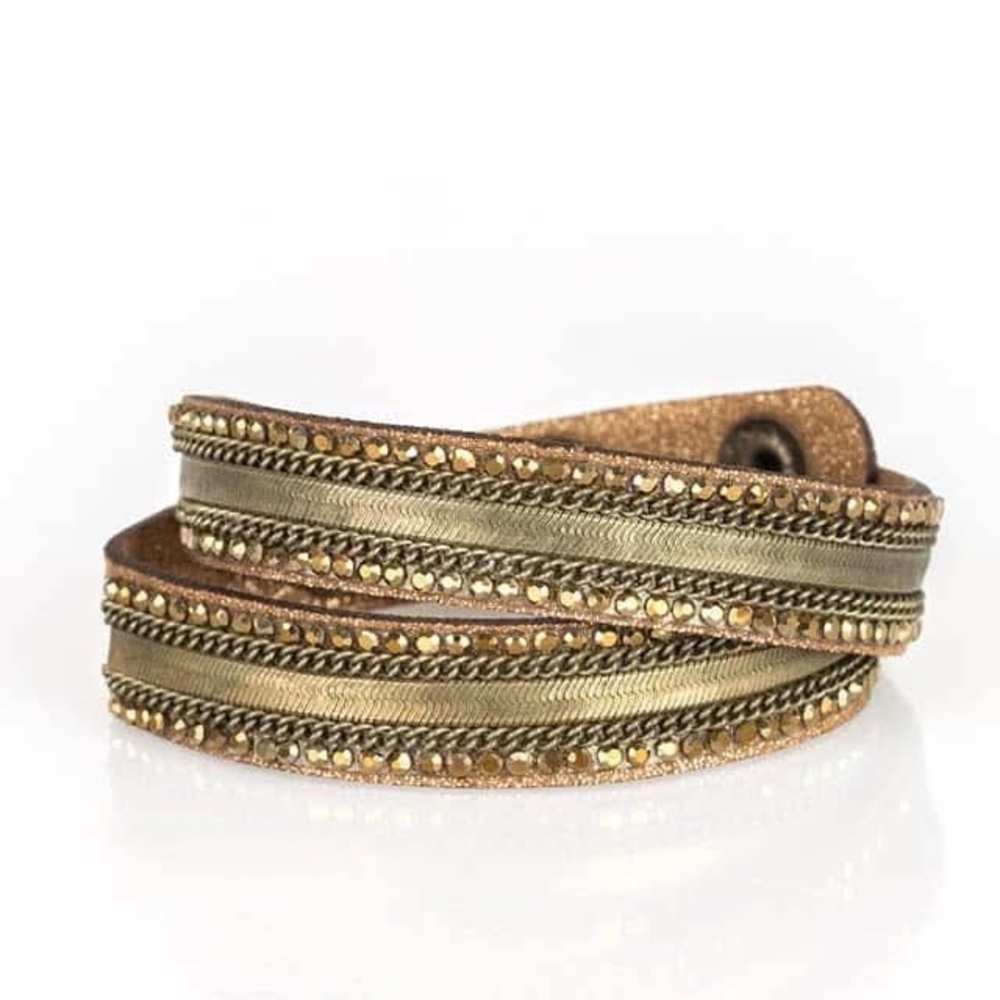 Paparazzi Gold and Brown Wrap Bracelet